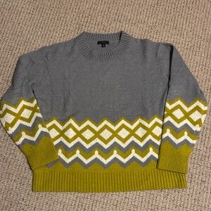 J Crew Chartreuse and Grey Sweater
